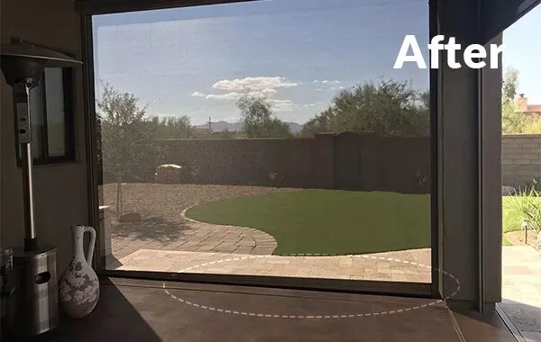 Patio with outdoor shades, "After" view.