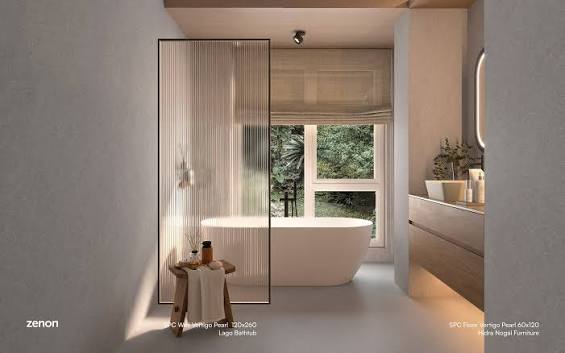 Zenon - Los paneles SPC transforman las paredes de tu baño en superficies sofisticadas, modernas y duraderas. La textura del cemento de la colección Vertigo potencia su carácter contemporáneo. Una apuesta de