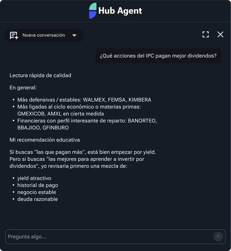 Hub Agent: smart advisor responding in natural language