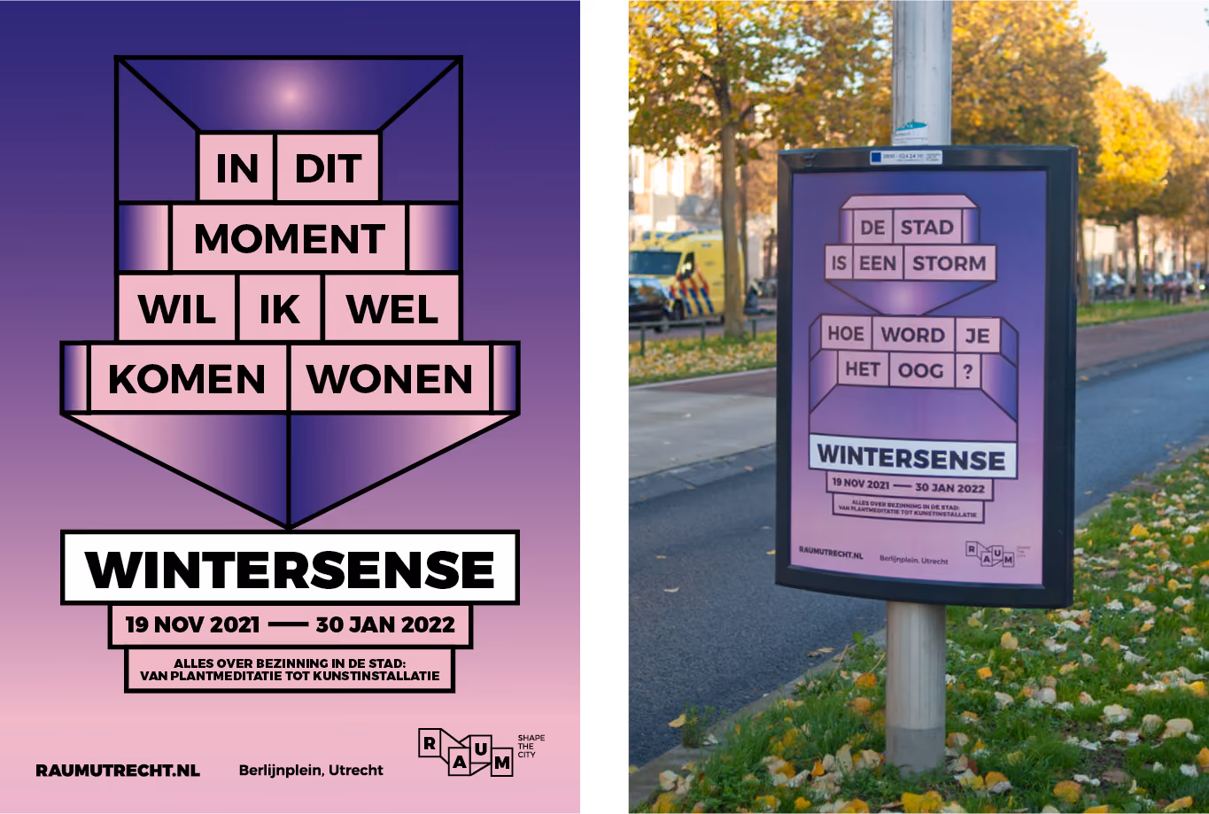 RAUM Utrecht logo, huisstijl, posters