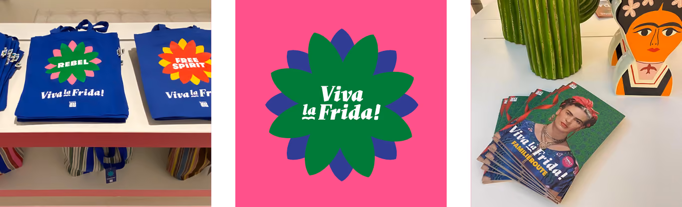 drents museum, viva la frida, huisstijl, campagne, huisstijl elementen, tassen, bloemen en boekjes