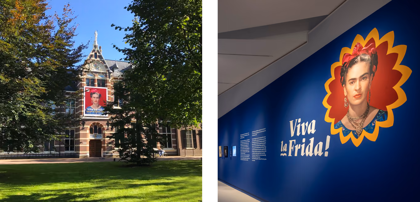 drents museum, viva la frida, huisstijl, campagne, huisstijl elementen, portret frida kahlo aan de gevel en in het museum