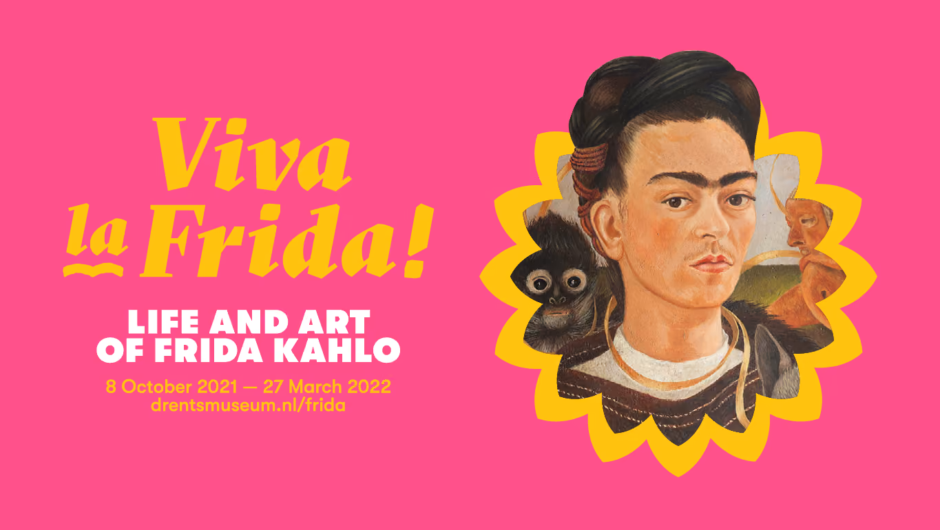 drents museum, viva la frida, huisstijl, campagne, huisstijl elementen,  banner met fotografie, frida kahlo
