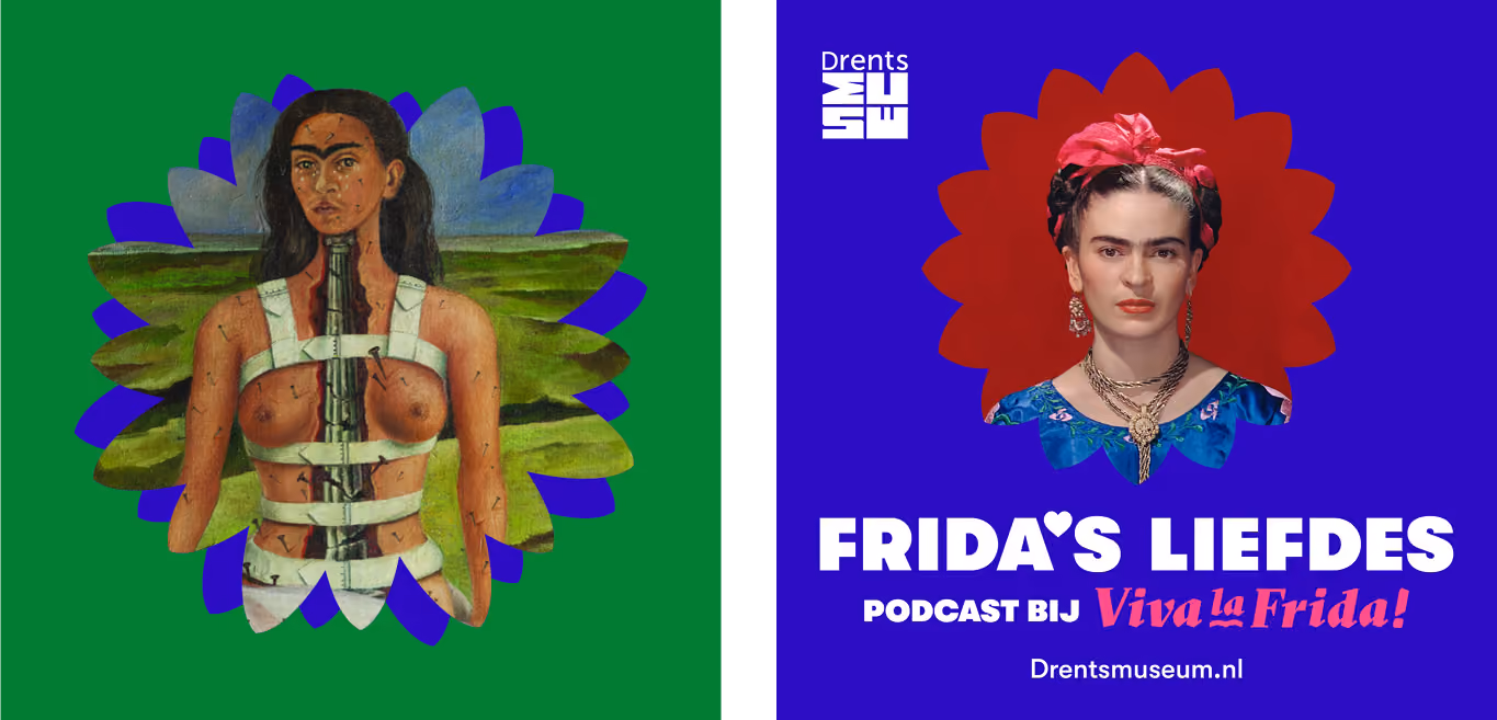 drents museum, viva la frida, huisstijl, campagne, huisstijl elementen, uitingen voor de podcast en fotografische elementen, frida kahlo