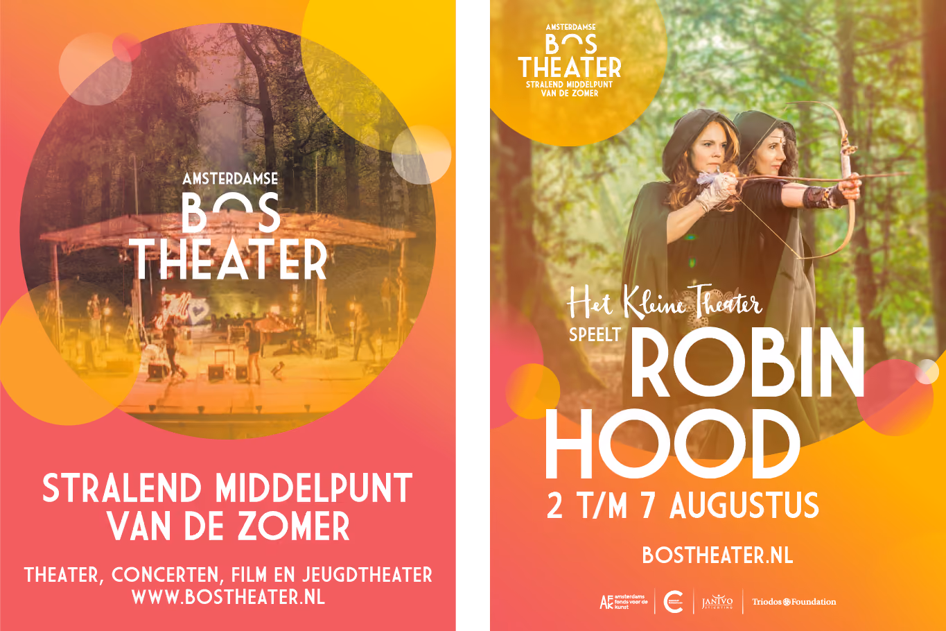 amsterdamse bos theater logo huisstijl en grafische uitingen. posters met fotografie