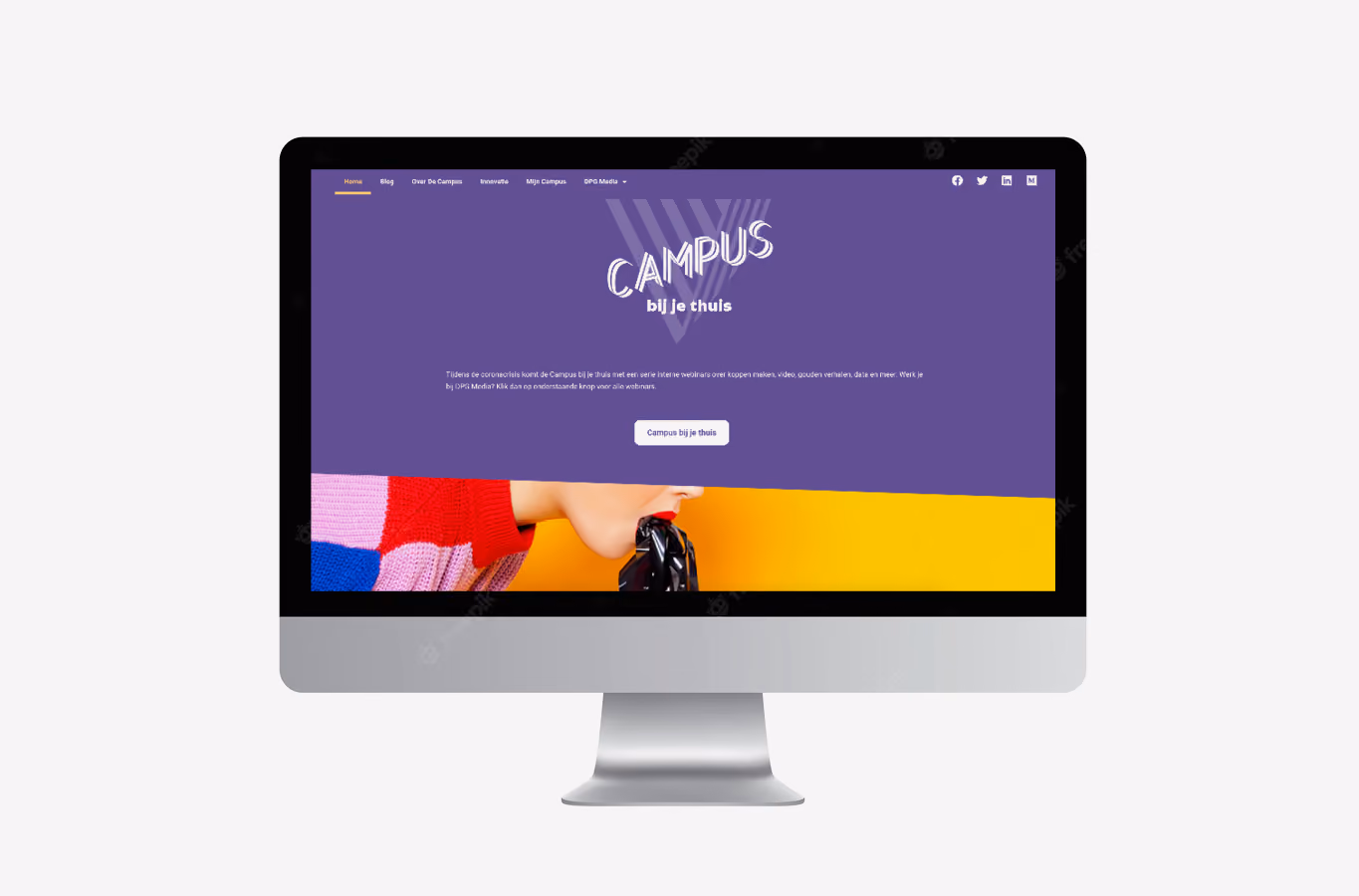desktop van de website van campus
