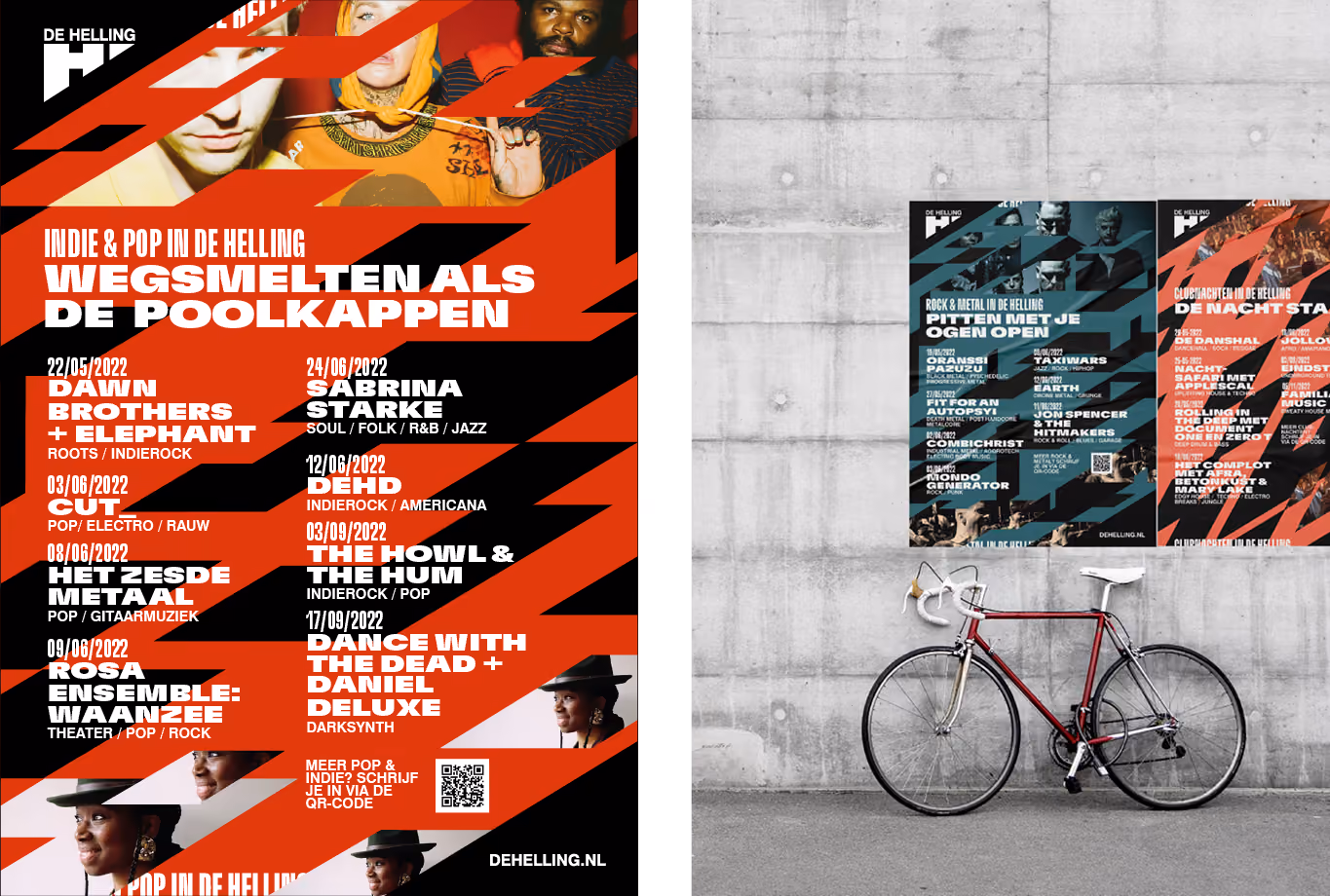 de helling, poppodium utrecht huisstijl posters
