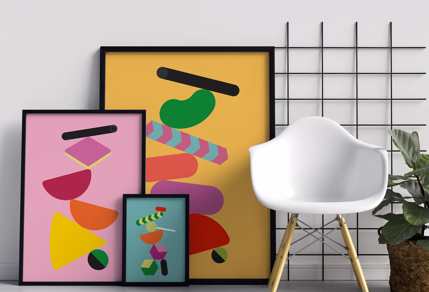 graphic galore, posters in een interieur