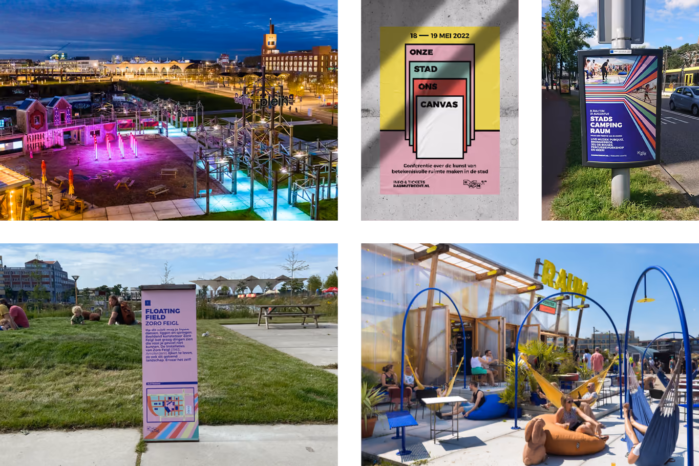 raum fotografie van het terrein en diverse uitingen voor verschillende events