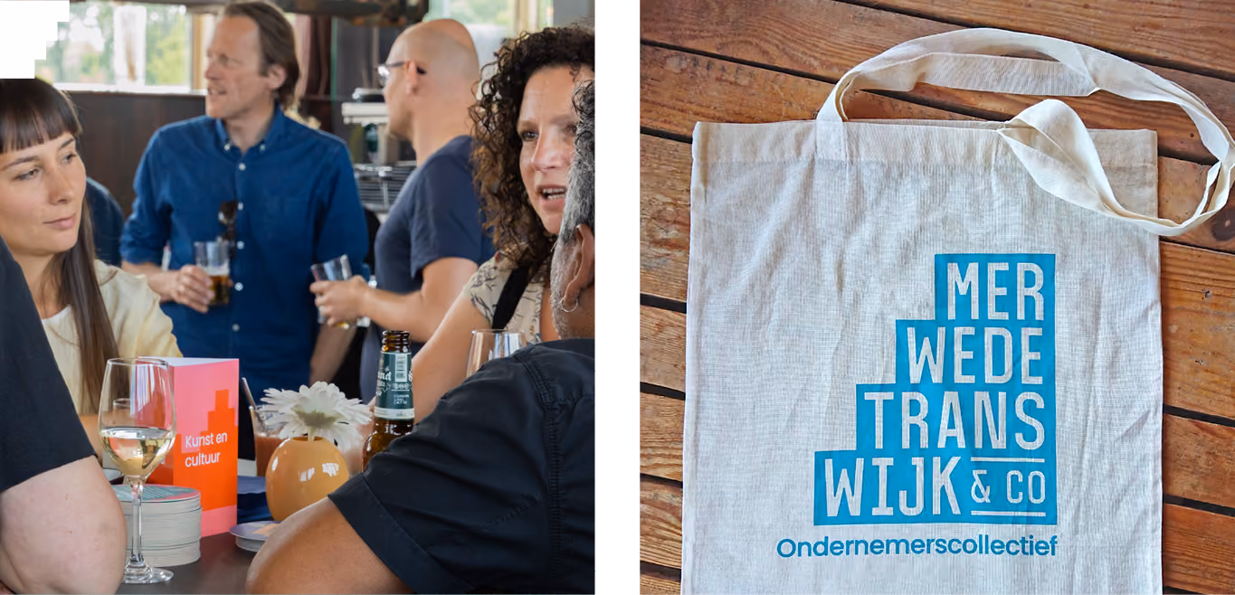 merwede transwijk en co logo, ondernemerscollectief, huisstijl elementen, otografie en bedrukt tasje