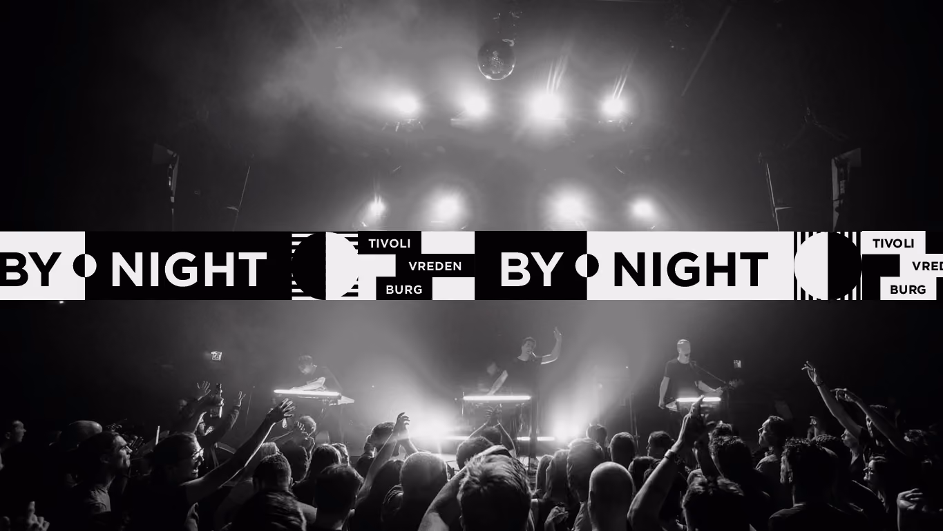 tivoli vredenburg by night, logo, uiting met fotografie