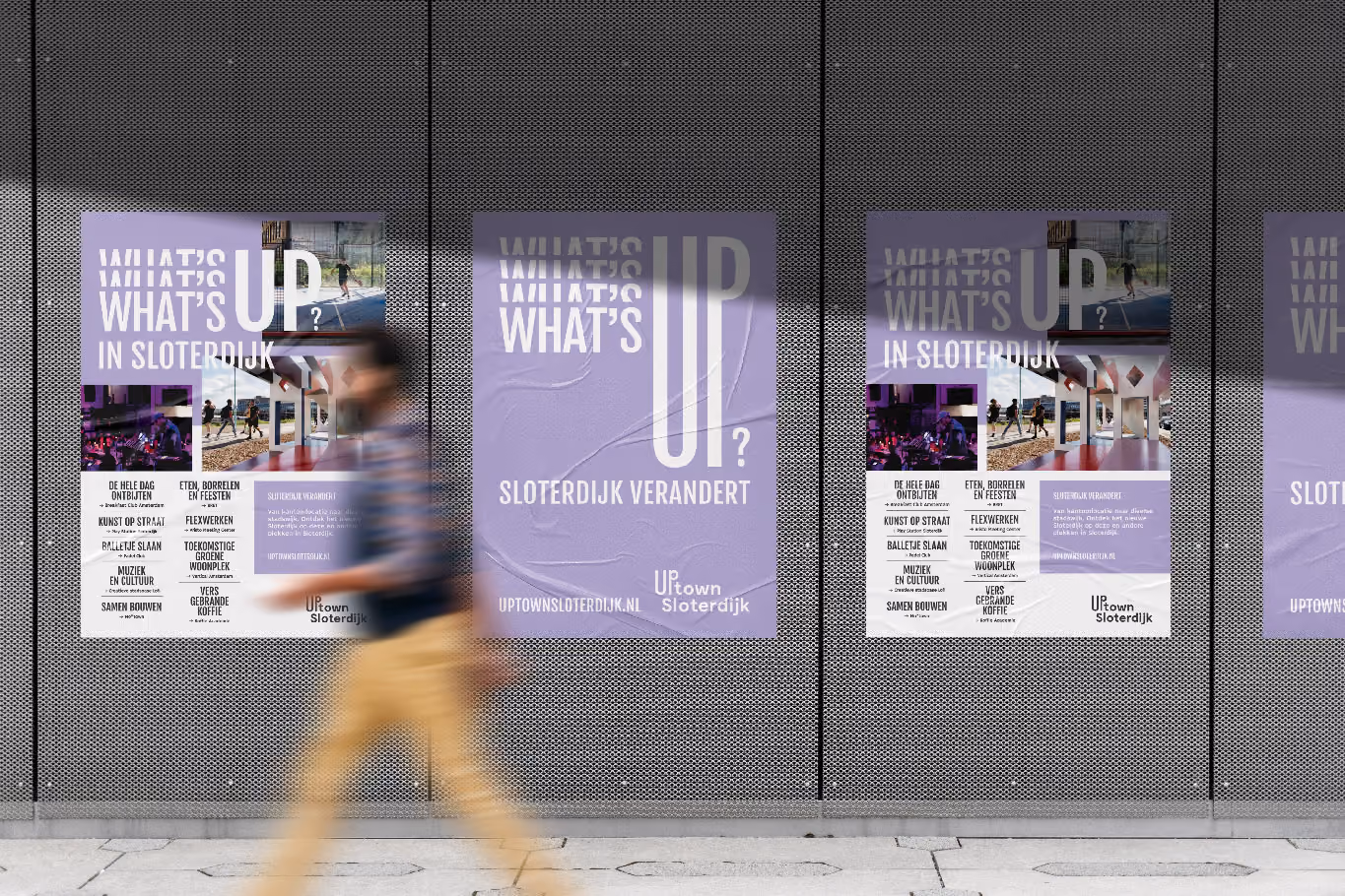 uptown sloterdijk, grafische, typografische huisstijl elementen, posters