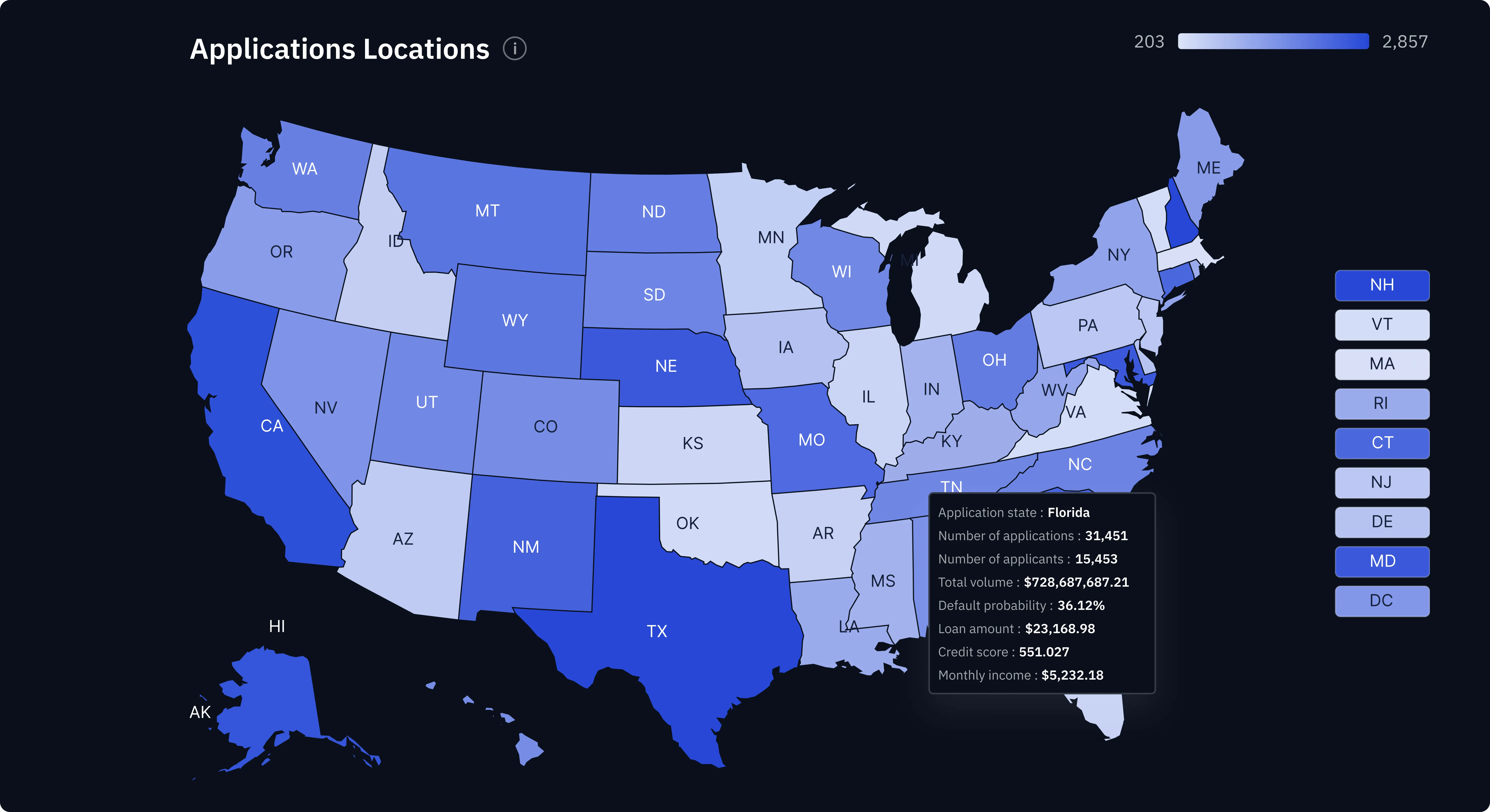 Nationwide loan activity demonstrating broad market coverage supporting institutional investment decisions.