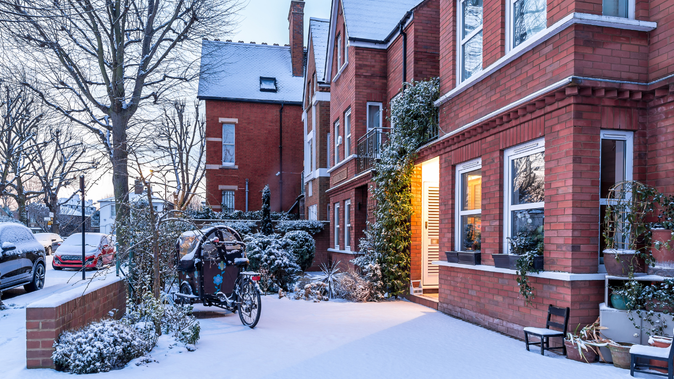 House in the snow in winter