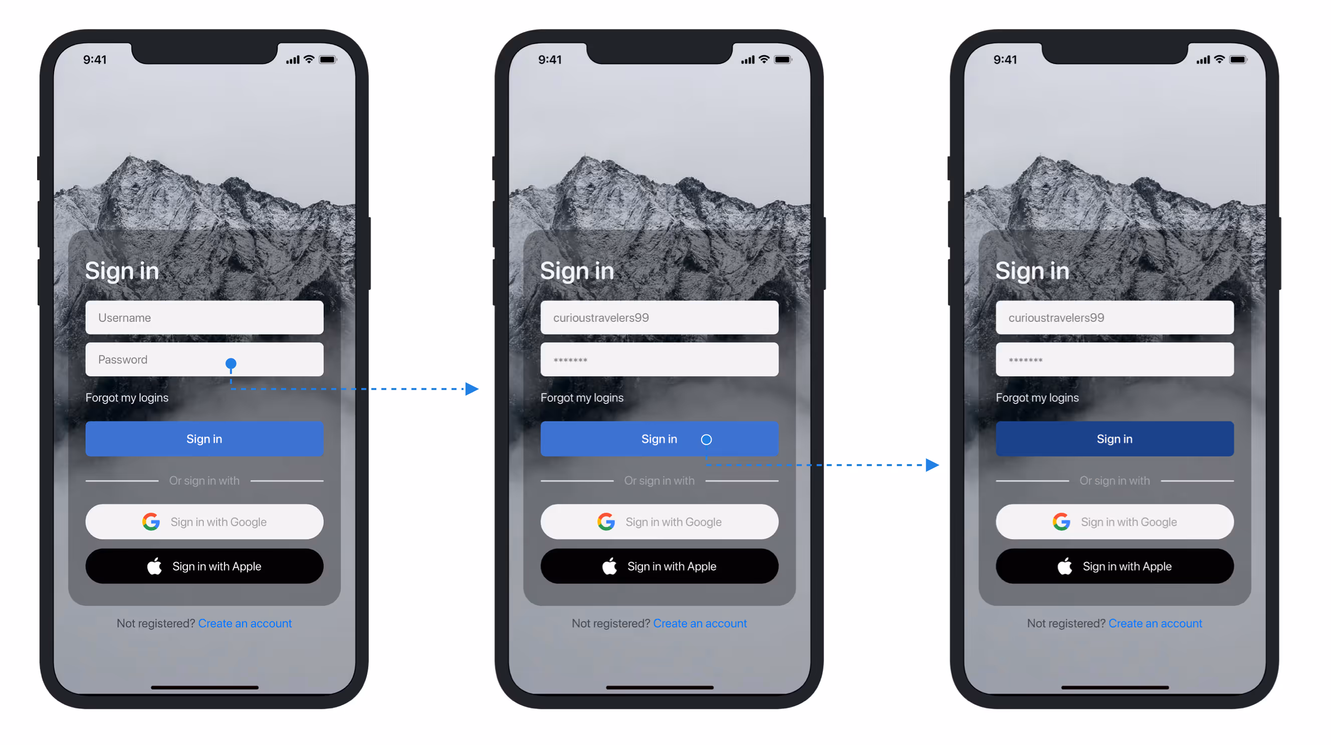Sign in screen progress