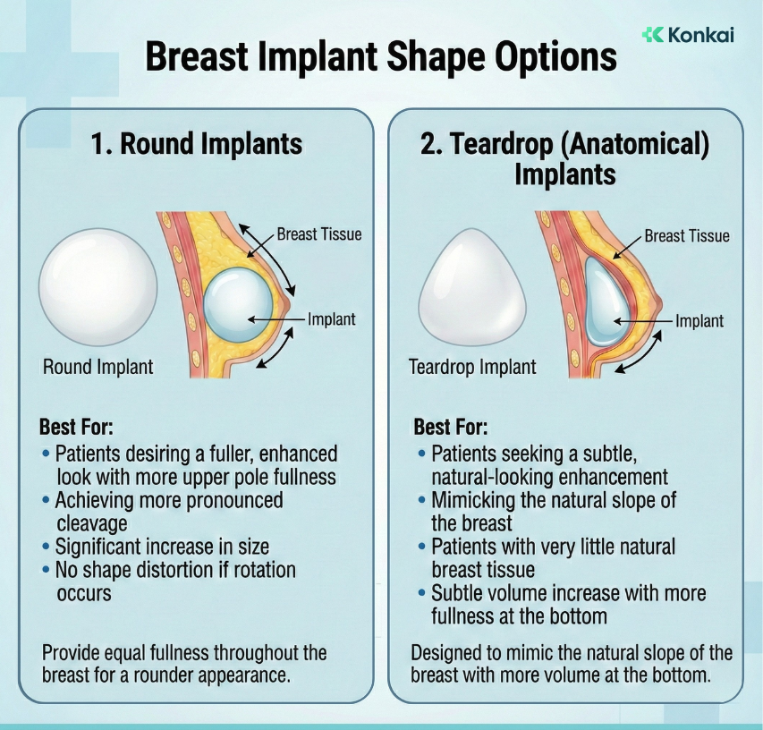 Breast implant shapes