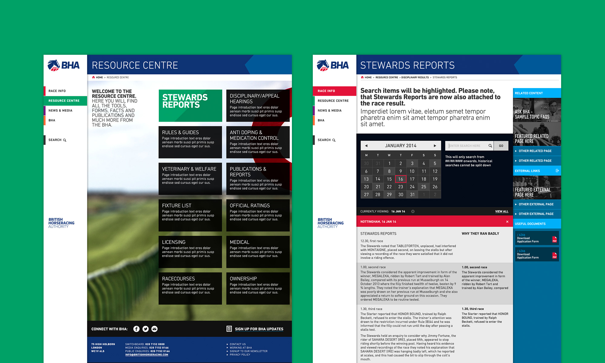 Designs for the BHA web experience
