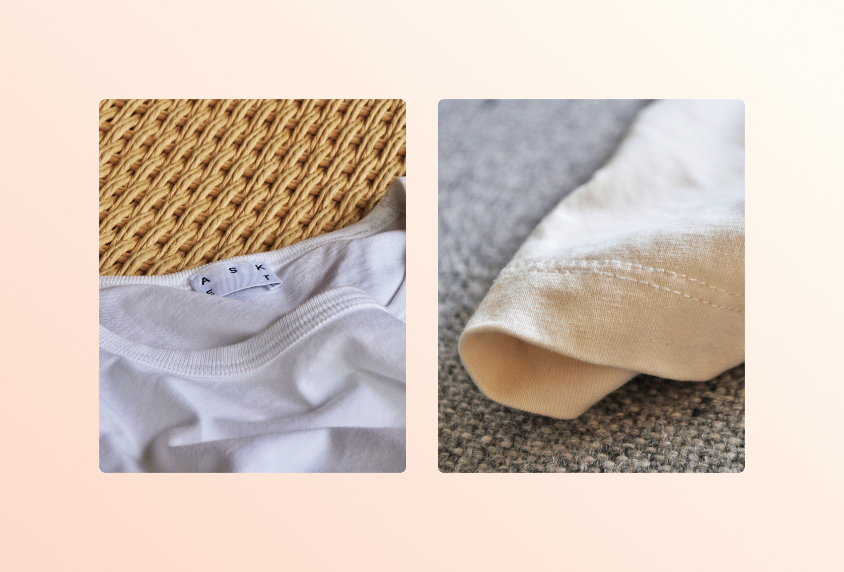 Two close-up photos of garments