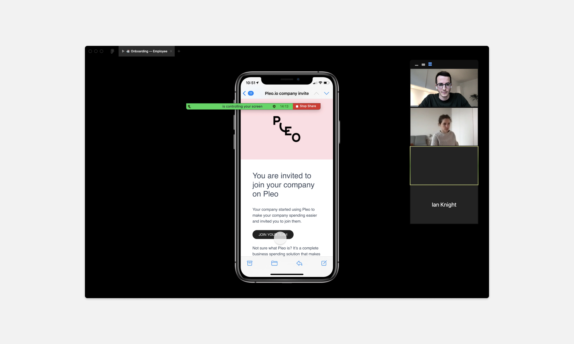Remote user testing session