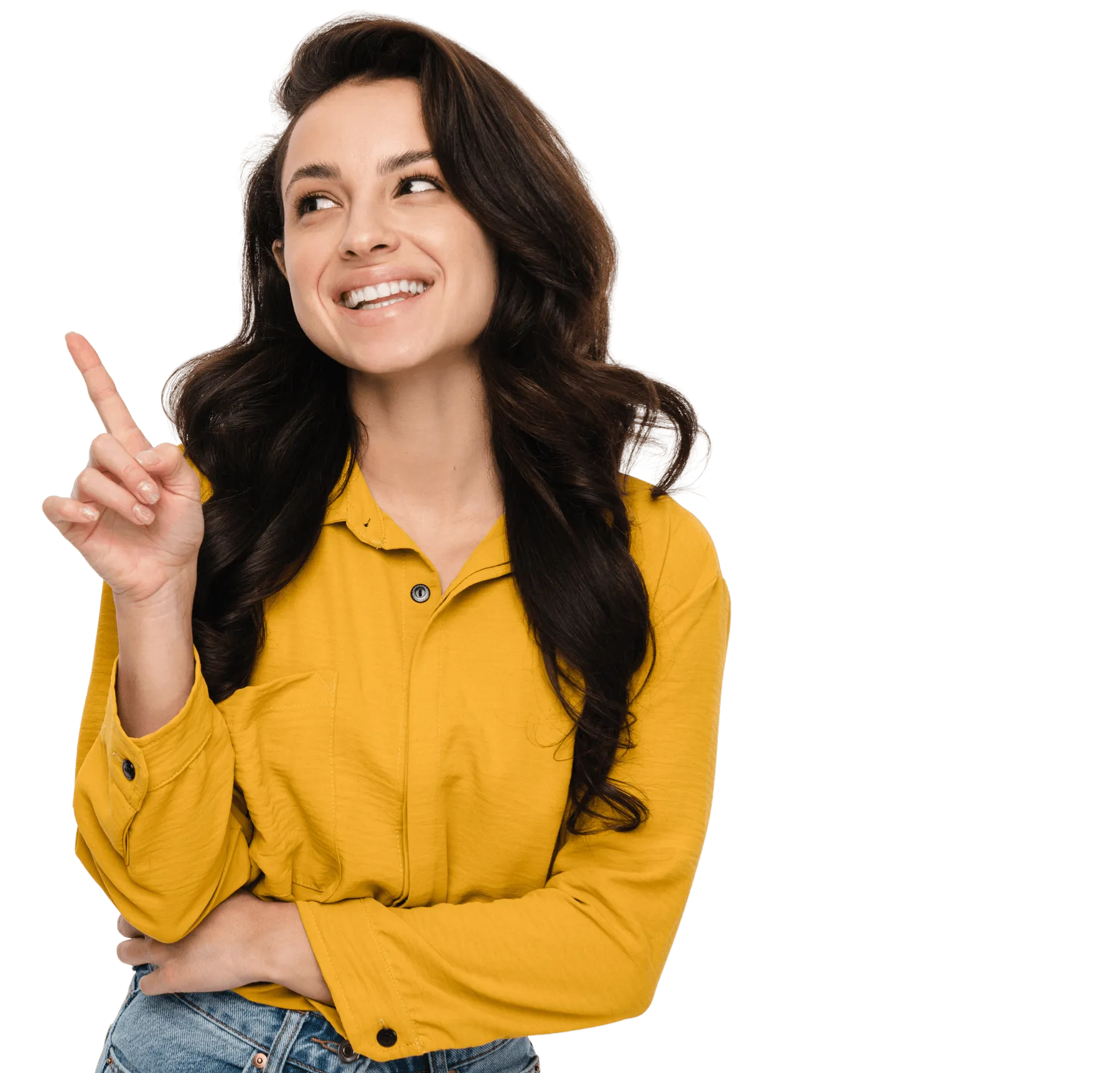 A picture of a young professional pointing
