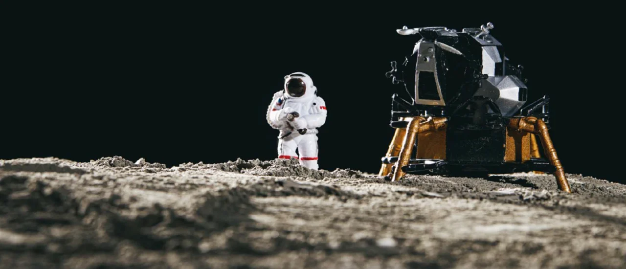 Picture of a model astronaut walking on the Moon