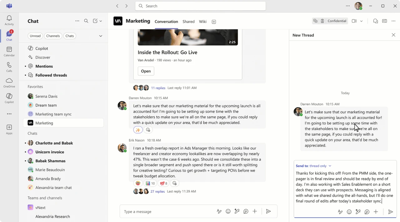 Threads in Teams Channels