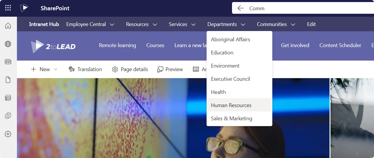 Hub Site Nav