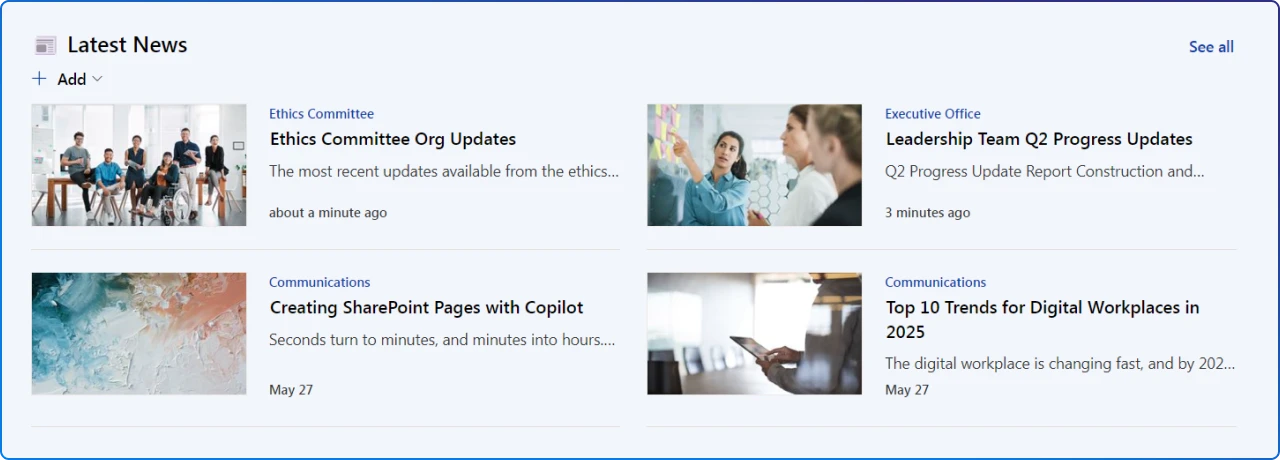 Dynamic news from associated sites