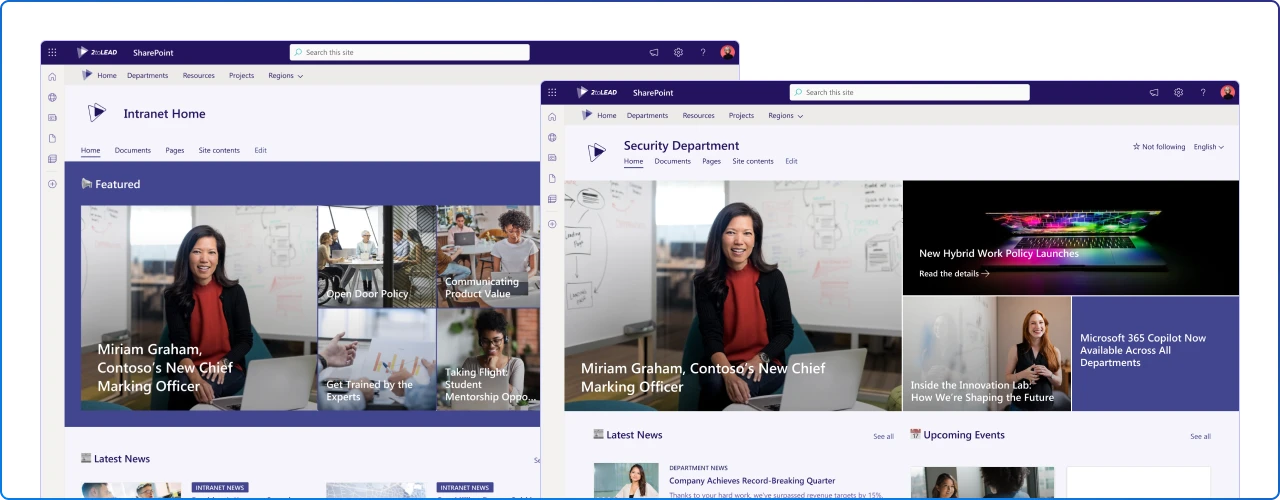 SharePoint Hub Site and Department Site