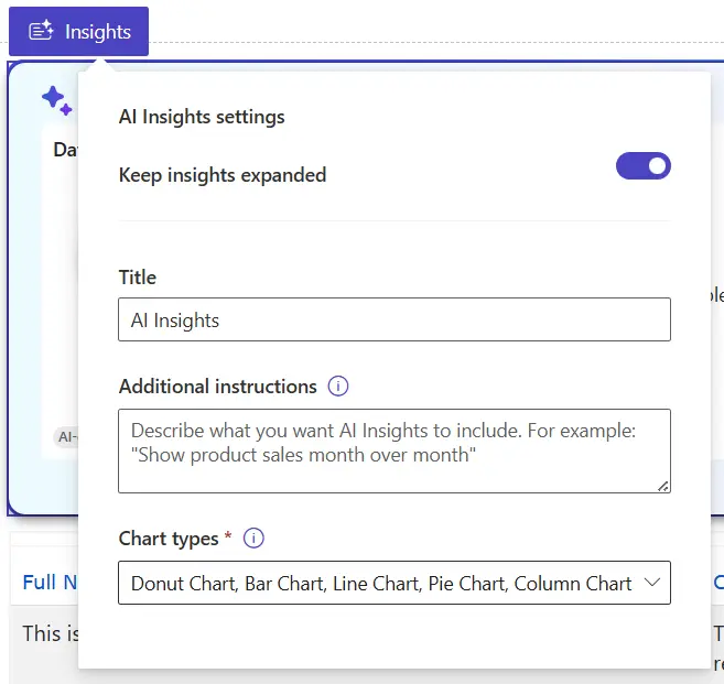 AI insights settings