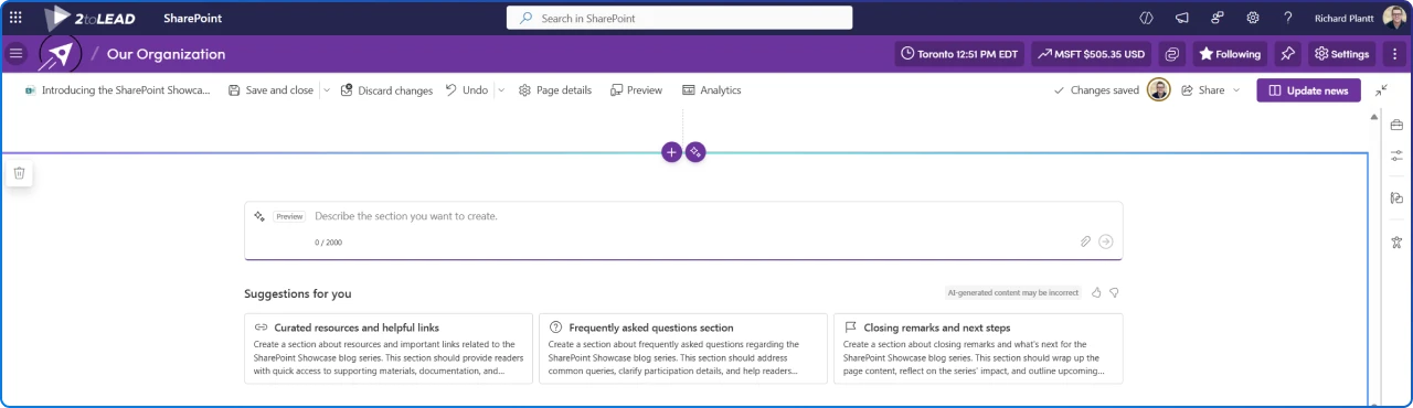 Add a section with AI