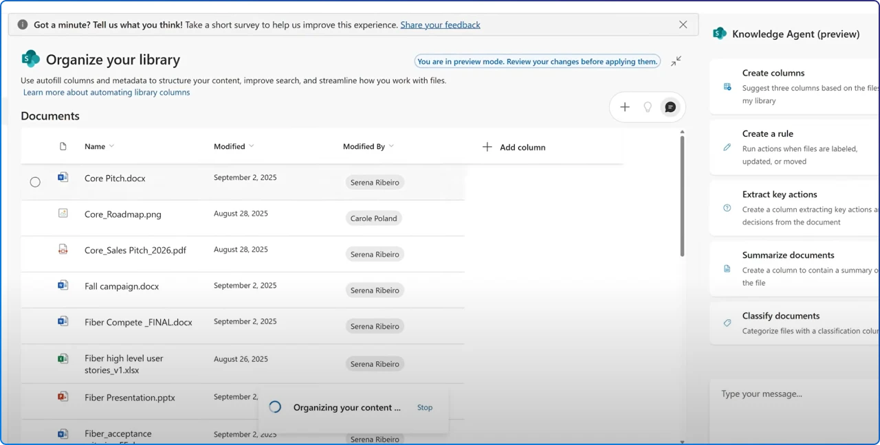 Working with the Knowledge Agent