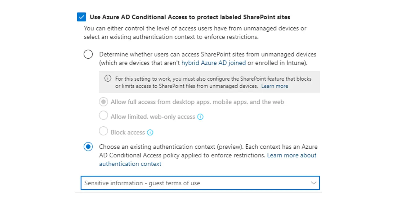 Azure AD Conditional Access to protect labeled SharePoint sites
