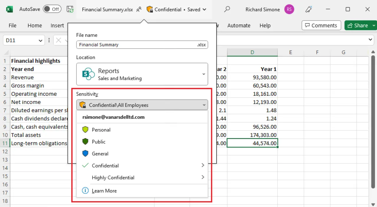 Purview sensitivity labels