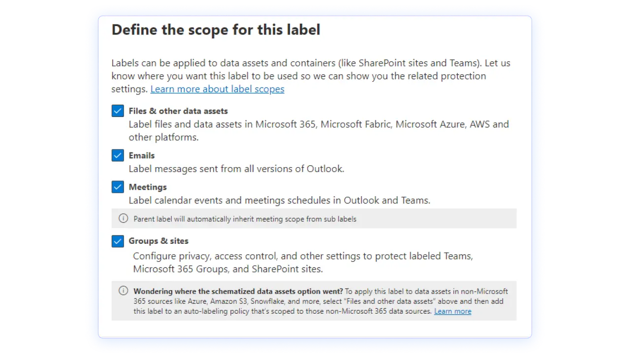 Site and group sensitivity labels on Purview