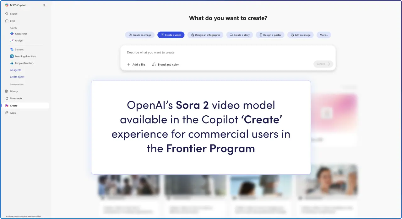 OpenAI's Sora 2 in Microsoft 365 Copilot