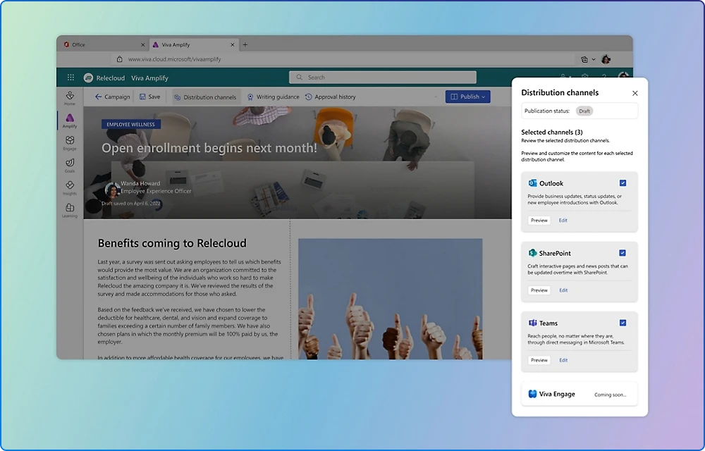 Distribution channels via Viva Amplify