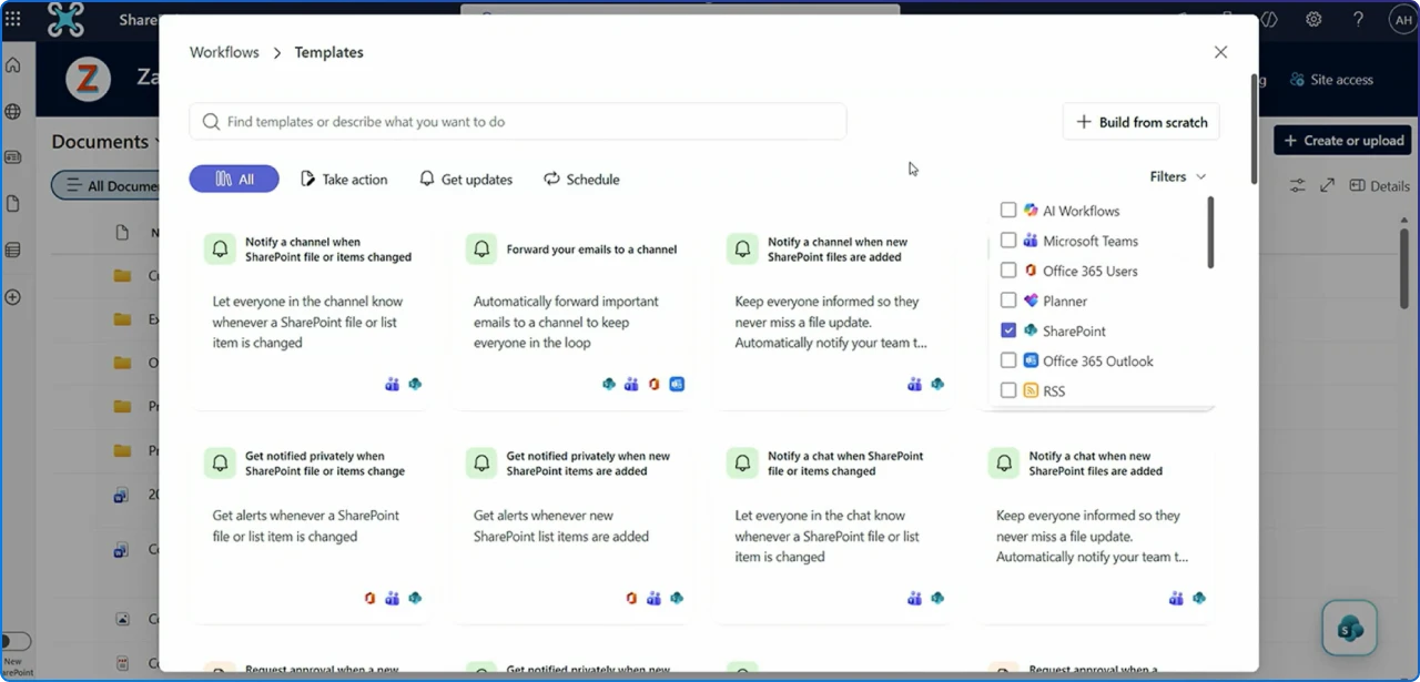 A screen of the SharePoint & Teams Workflows
