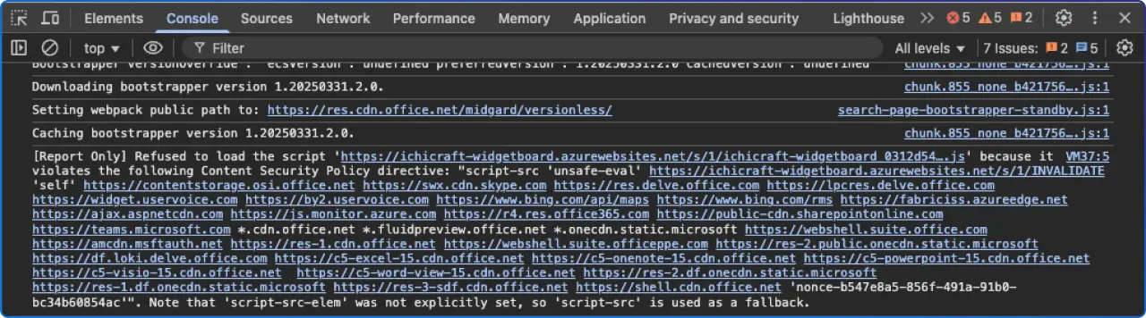 Content Security Policy Violations in Browser Console
