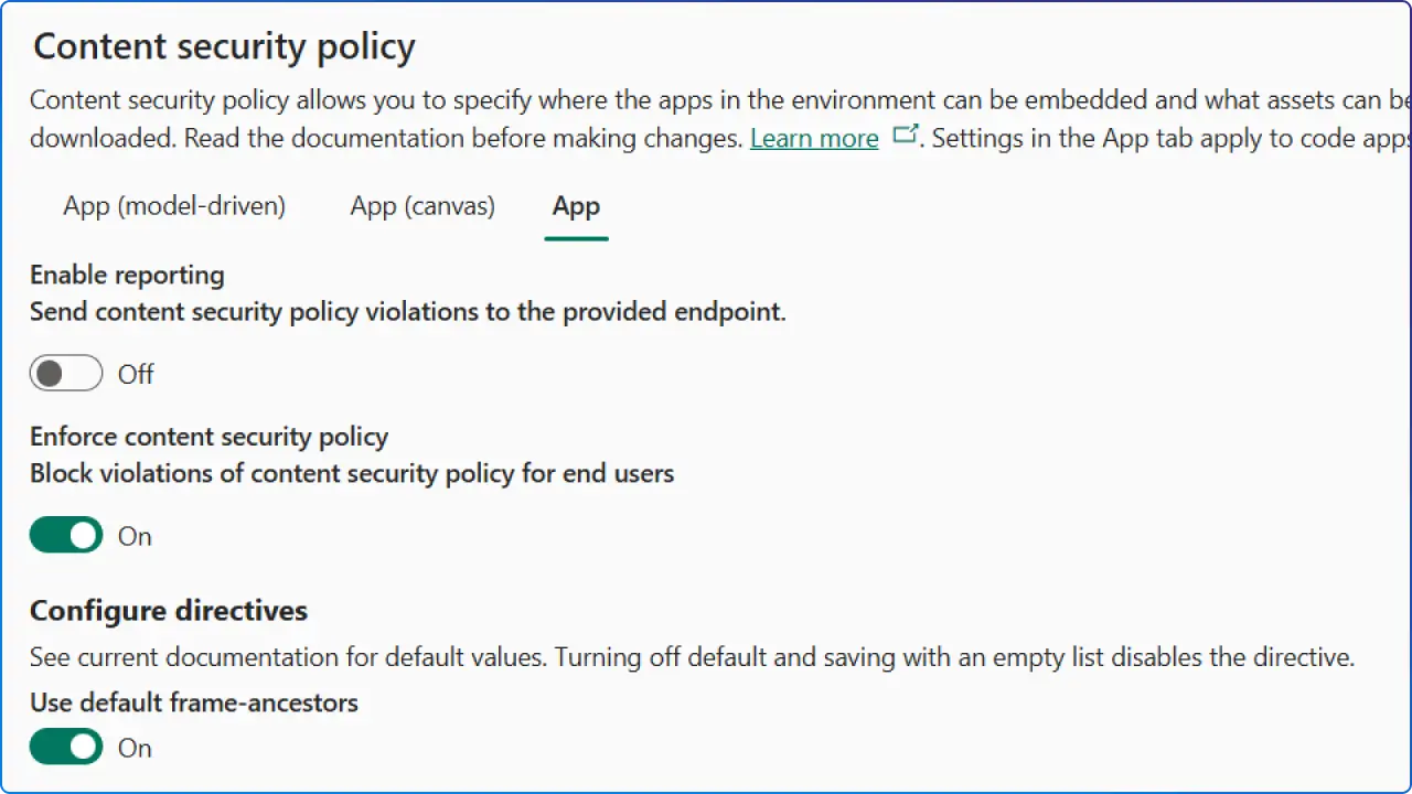 Content Security Policy in Power Platform
