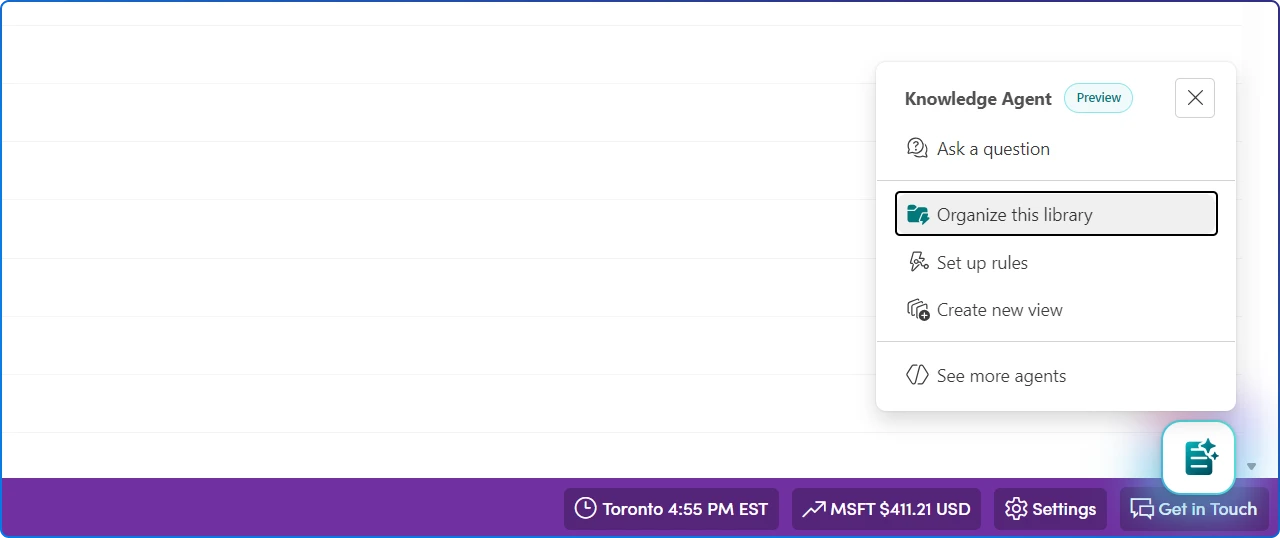 Organize This Library via the SharePoint Knowledge Agent