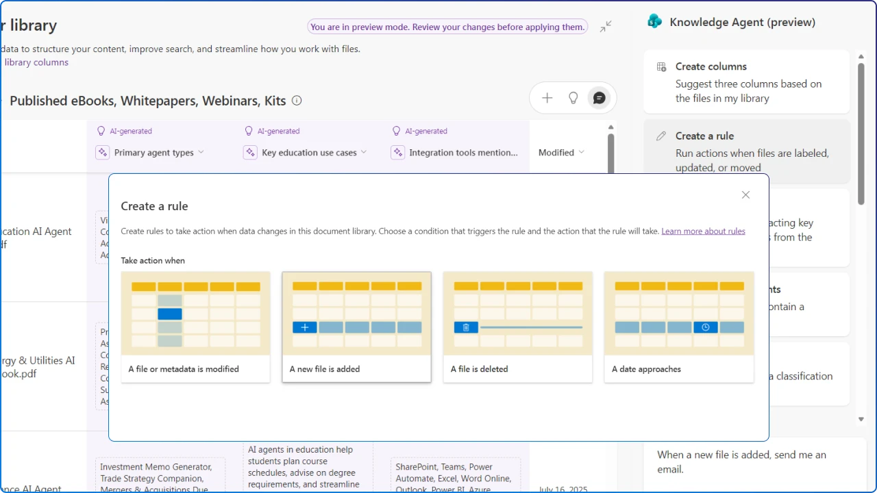 Create a Rule with the Knowledge Agent