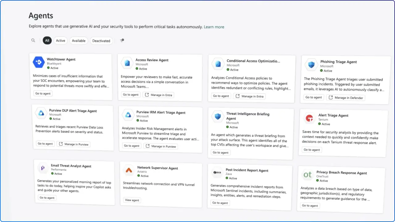Microsoft Security Copilot agents library