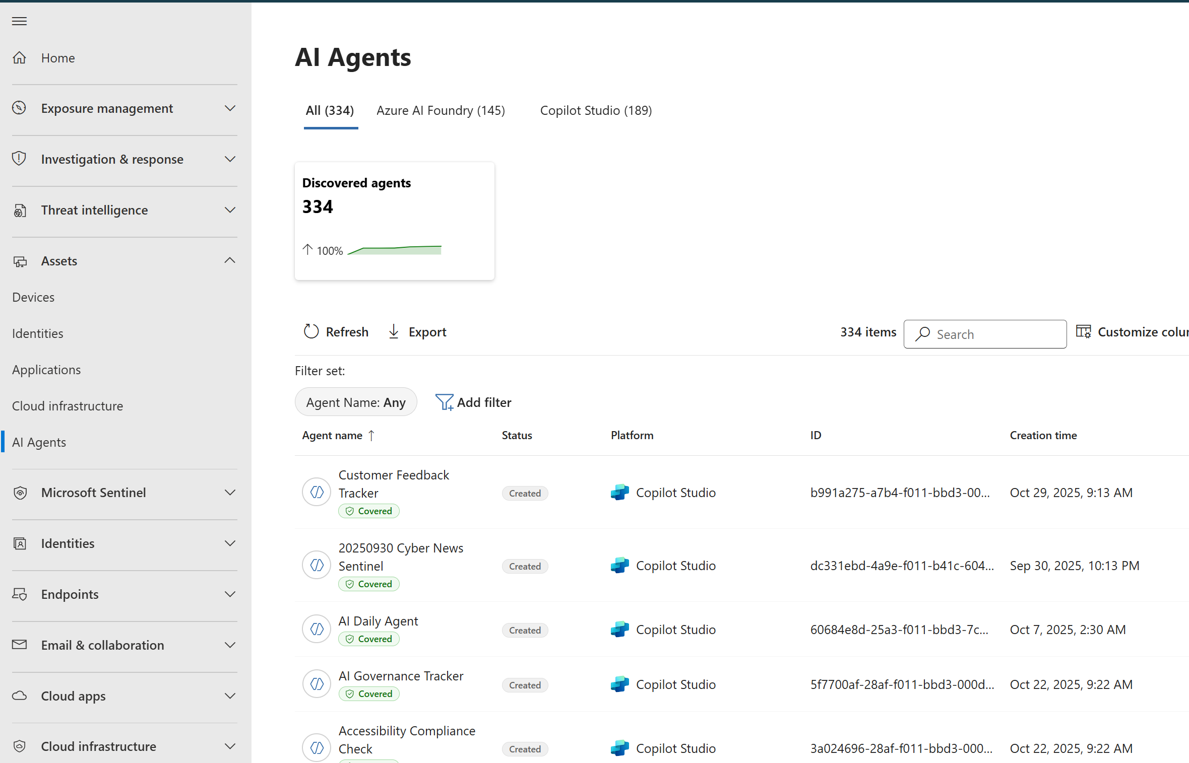 AI agent inventory in Microsoft Defender