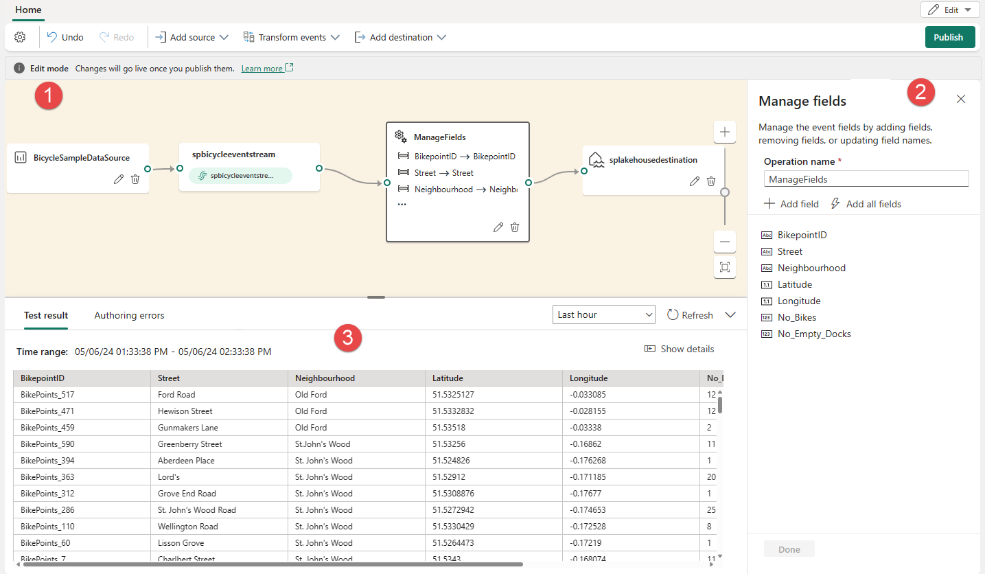 Microsoft Fabric Eventstreams editor