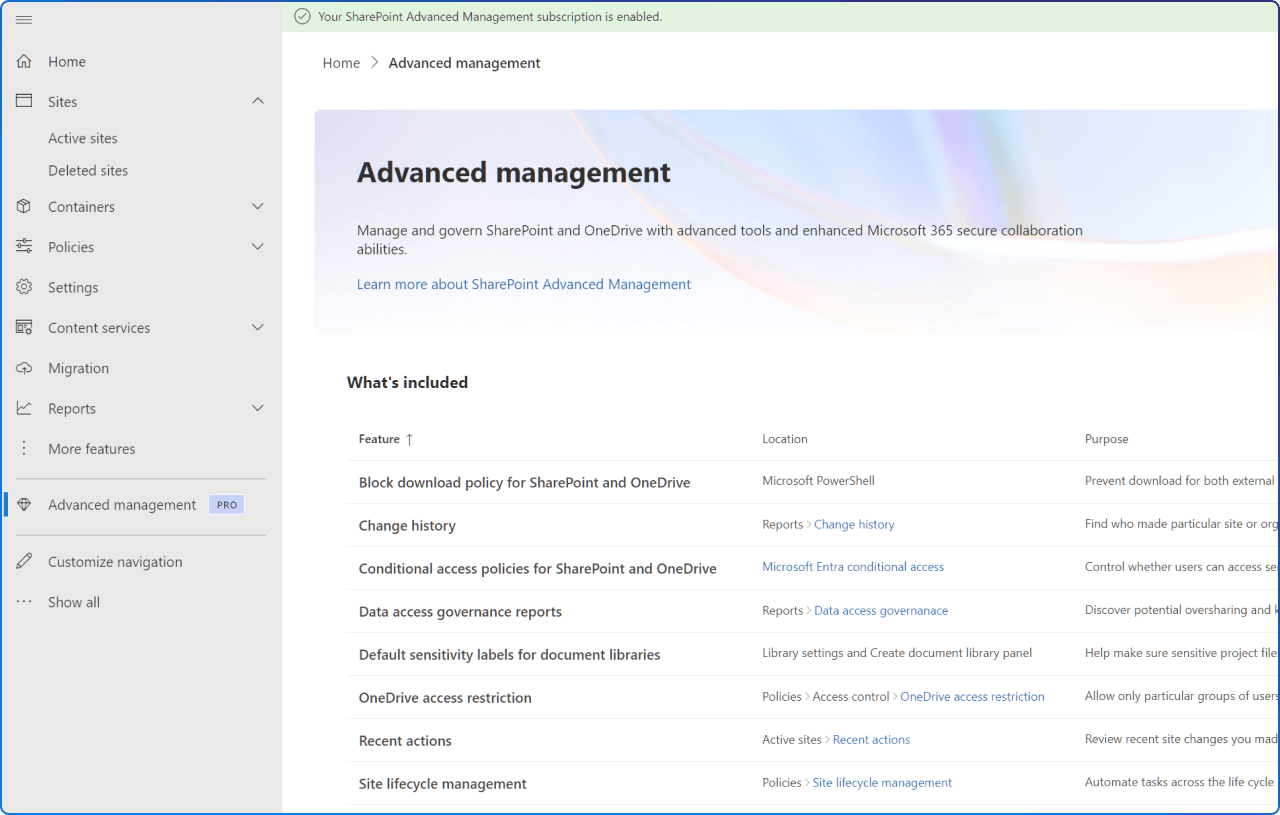 SharePoint Advanced Management (SAM)