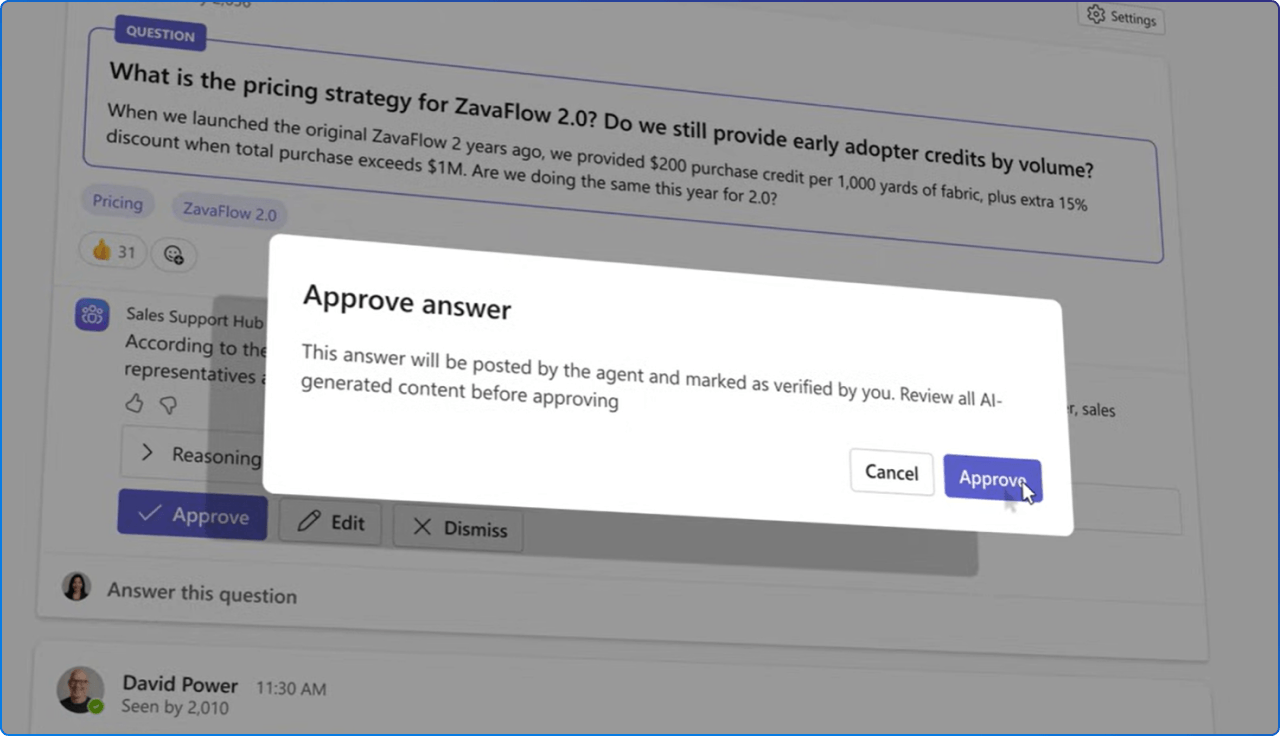 Approve answers to questions