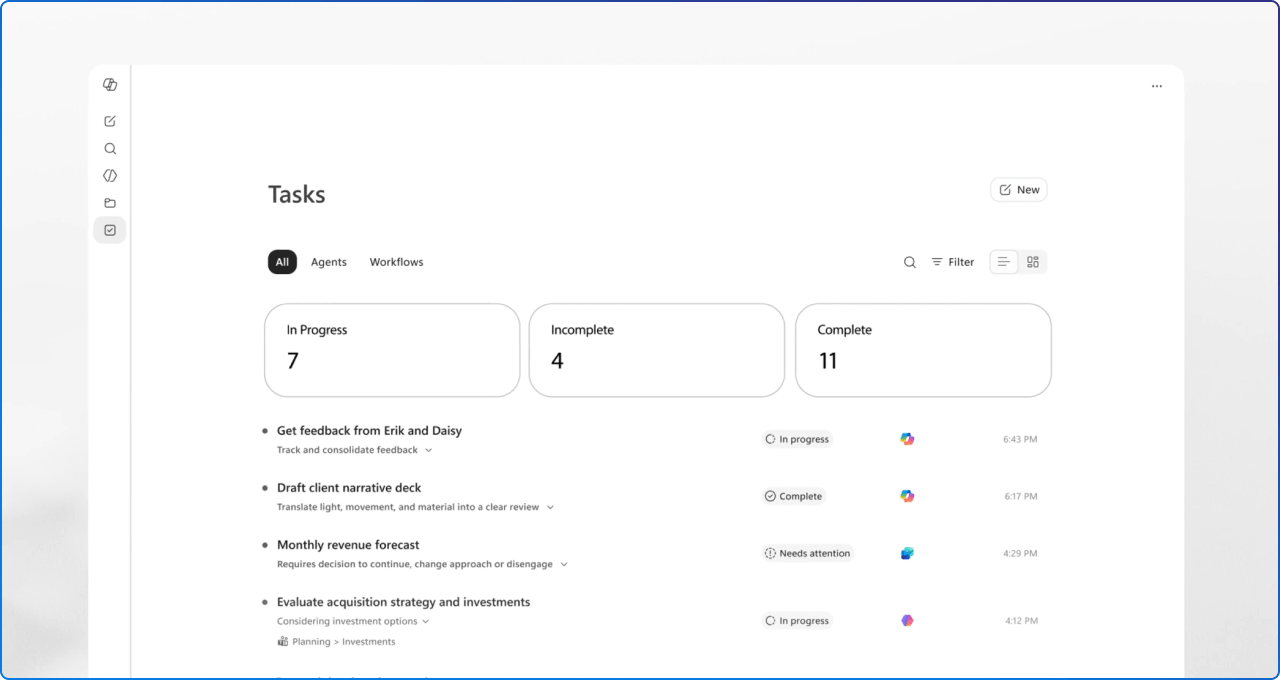 Tasks in M365 Copilot