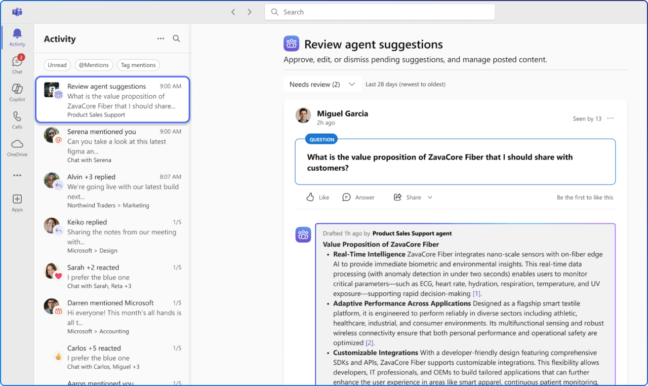 Viva Engage - Review agent suggestions