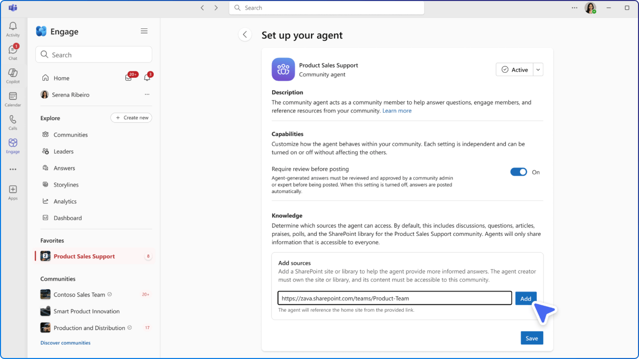 Setting up your agent in Viva Engage